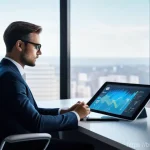 리더십 코칭을 위한 전략 - **Prompt:** A focused professional, depicted as a male or female leader, sits thoughtfully at a slee...