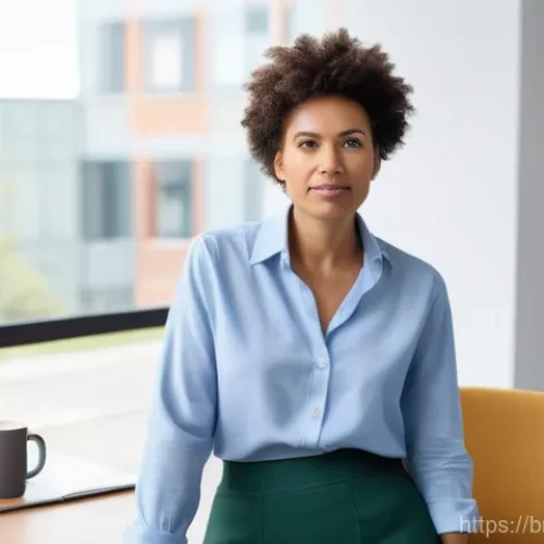 업무 성과 향상 코칭 - **Prompt 1: Individual Growth Through Coaching**
    A diverse professional, approximately 30-40 yea...