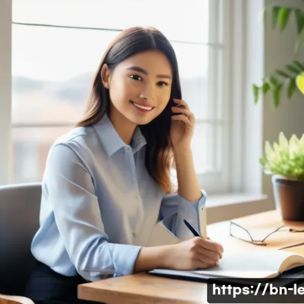 업무 일지 작성 방법 - **Prompt:** A young adult (20s-30s), dressed in smart business casual attire (such as a tucked-in bu...