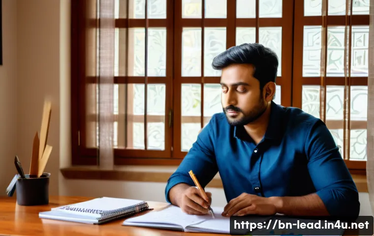 리더십 코칭을 통한 이직 성공 전략 - A professional Bengali man in his early 30s thoughtfully evaluating his strengths and weaknesses at ...