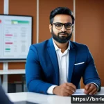 리더십 자격증 추천 과정 - A professional Bengali business leader in a modern corporate office setting, wearing formal attire a...